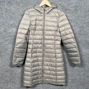 Quince Size Small Puffer Coat Jacket Tan Down Filled Quilted Hooded Lightweight